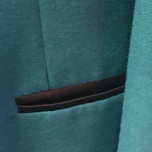 Double Breasted Shawl Teal Tuxedo with Black Trim - Picture 3 of 5